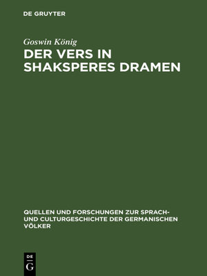 cover image of Der Vers in Shaksperes Dramen